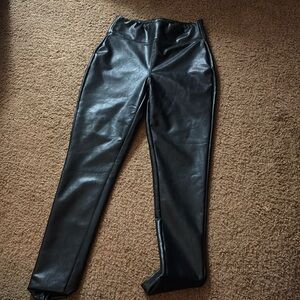Black faux leather leggings